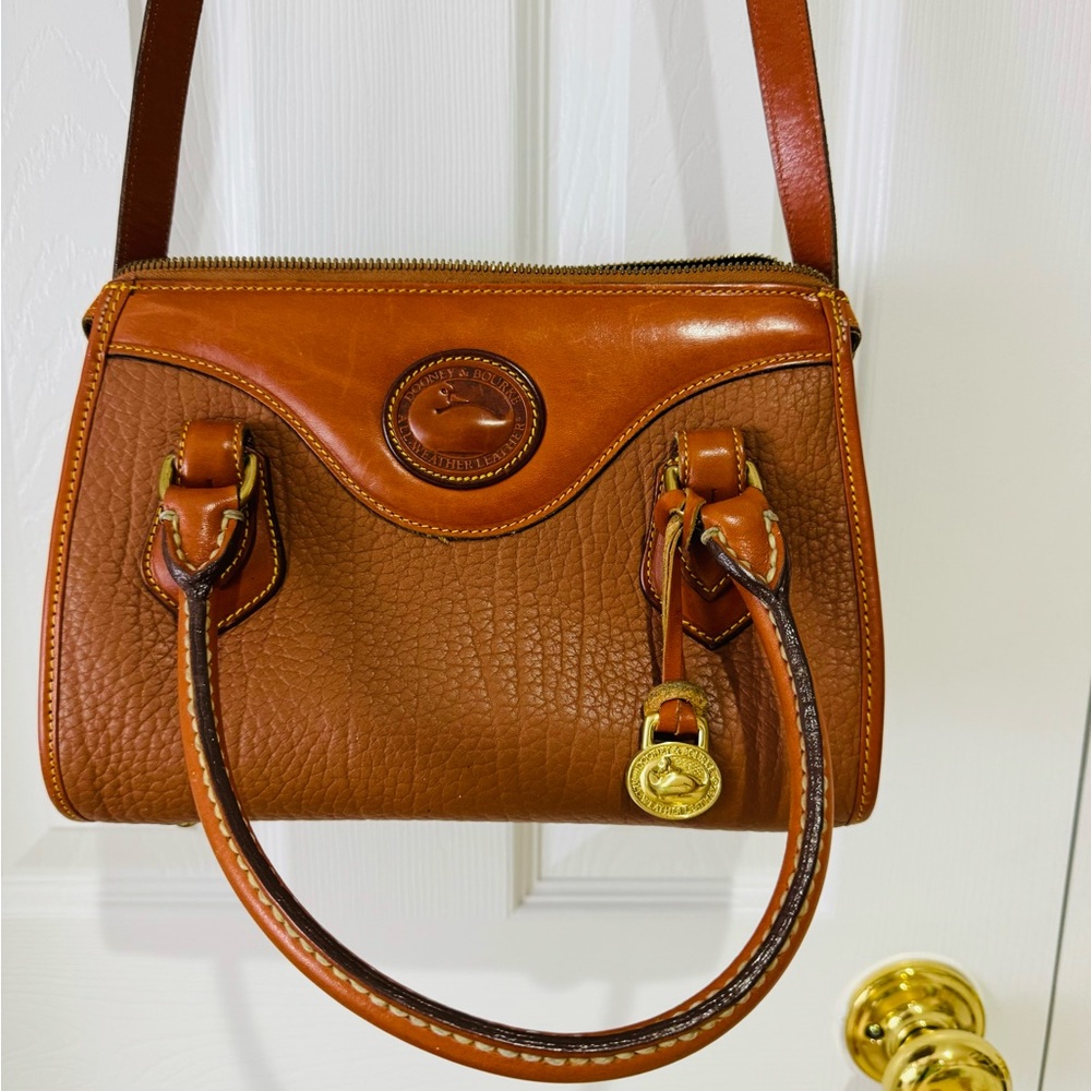 Vintage Dooney & Bourke Purse Brown Leather Handbag duck logo EUC
